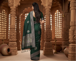 Load image into Gallery viewer, Women's Litchi silk Printed Saree With Unstitched Blouse (Green)