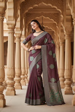 Load image into Gallery viewer, Women's Litchi silk Printed Saree With Unstitched Blouse (Maroon) Kashvii