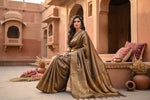 Load image into Gallery viewer, Women's Litchi silk Printed Saree With Unstitched Blouse (Gold) Kashvii