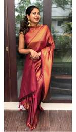 Load image into Gallery viewer, Women's Litchi silk Printed Saree With Unstitched Blouse (Red) Kashvii