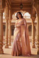 Load image into Gallery viewer, Women's Litchi silk Printed Saree With Unstitched Blouse (Light Pink) Kashvii