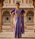 Load image into Gallery viewer, Women's Litchi silk Printed Saree With Unstitched Blouse (Blue) Kashvii