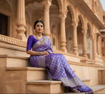 Load image into Gallery viewer, Women's Litchi silk Printed Saree With Unstitched Blouse (Blue)
