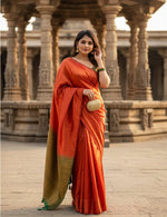 Load image into Gallery viewer, Women's Litchi silk Printed Saree With Unstitched Blouse (Red)