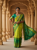 Load image into Gallery viewer, Women's Litchi silk Printed Saree With Unstitched Blouse (Light Green) Kashvii