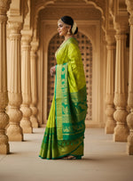 Load image into Gallery viewer, Women's Litchi silk Printed Saree With Unstitched Blouse (Light Green)