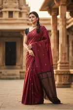 Load image into Gallery viewer, Women's Litchi silk Printed Saree With Unstitched Blouse (Red) Kashvii