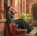 Load image into Gallery viewer, Women's Litchi silk Printed Saree With Unstitched Blouse (Dark Green) Kashvii