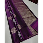 Load image into Gallery viewer, Women's Litchi silk Printed Saree With Unstitched Blouse (Magenta With pink) Kashvii