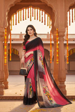 Load image into Gallery viewer, Women's Georgette Printed Saree With Unstitched Blouse 5.5Mtr (Multicolor)