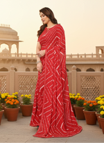 Load image into Gallery viewer, Women's Georgette Printed Saree With Unstitched Blouse 5.5Mtr (Red)