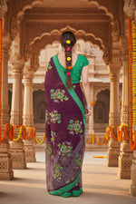 Load image into Gallery viewer, Women's Georgette Printed Saree With Unstitched Blouse 5.5Mtr (Maroon)