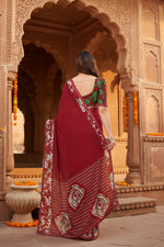 Load image into Gallery viewer, Women's Georgette Printed Saree With Unstitched Blouse 5.5Mtr (Red)