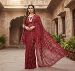 Load image into Gallery viewer, Georgette Printed Red Saree Kashvii
