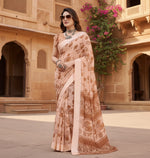 Load image into Gallery viewer, Women's Georgette Printed Saree With Unstitched Blouse 5.5Mtr (Brown)