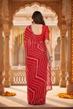 Load image into Gallery viewer, Women's Georgette Printed Saree With Unstitched Blouse 5.5Mtr (Red)