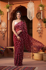 Load image into Gallery viewer, Georgette Printed Maroon Saree Kashvii