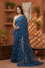 Load image into Gallery viewer, Georgette Printed Blue Saree Kashvii