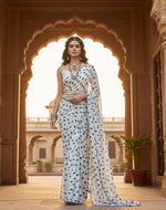 Load image into Gallery viewer, Georgette Printed White Saree Kashvii