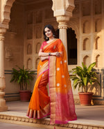 Load image into Gallery viewer, Women's Organza jacquard Embellished Saree With Unstitched Blouse 5.5Mtr (Orange) Kashvii
