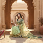 Load image into Gallery viewer, Organza jacquard Embellished Light Green Saree Kashvii