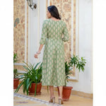 Load image into Gallery viewer, Rayon Print With Embroidery Work A-Line Green Kurti Kashvii