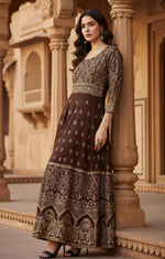 Load image into Gallery viewer, Casual Rayon Brown Anarkali Kurti Kashvii