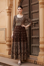 Load image into Gallery viewer, Casual Rayon Brown Anarkali Kurti Kashvii