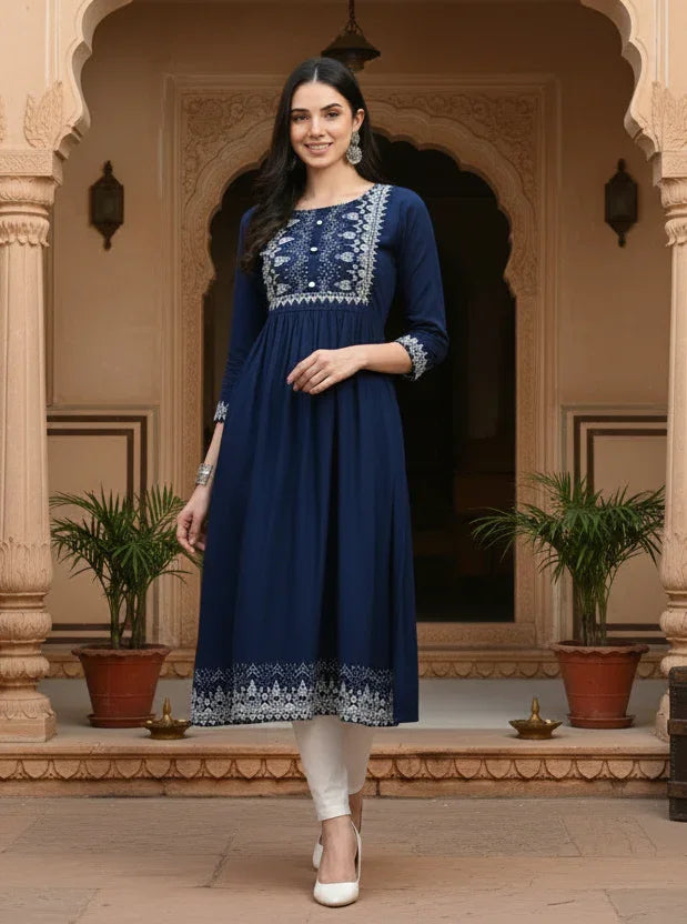 Casual rayon blue kurti kashvii