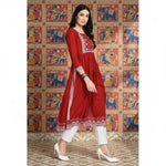 Load image into Gallery viewer, Casual Rayon Sleeves Maroon Kurti Kashvii