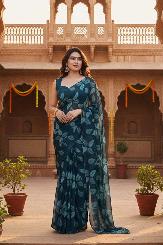 Pid 63875 women s chiffon printed saree with unstitched blouse 5 5 mtr blue 1 1000x1000