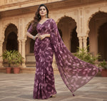 Load image into Gallery viewer, Women's Chiffon Printed Saree With Unstitched Blouse 5.5Mtr (Purple) Kashvii