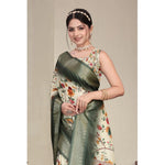 Load image into Gallery viewer, Women's Cotton Silk Printed Saree With Unstitched Blouse 5.5Mtr (Green)