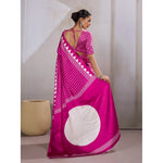 Load image into Gallery viewer, Women's Satin Crepe Printed Saree With Unstitched Blouse 5.5Mtr (Pink)