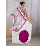 Load image into Gallery viewer, Women's Satin Crepe Printed Saree With Unstitched Blouse 5.5Mtr (White)