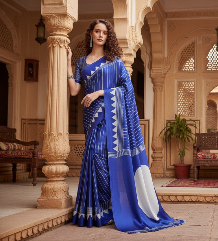 Pid 65008 women s satin crepe printed saree with unstitched blouse 5 5 mtr navy blue 1 1000x1000