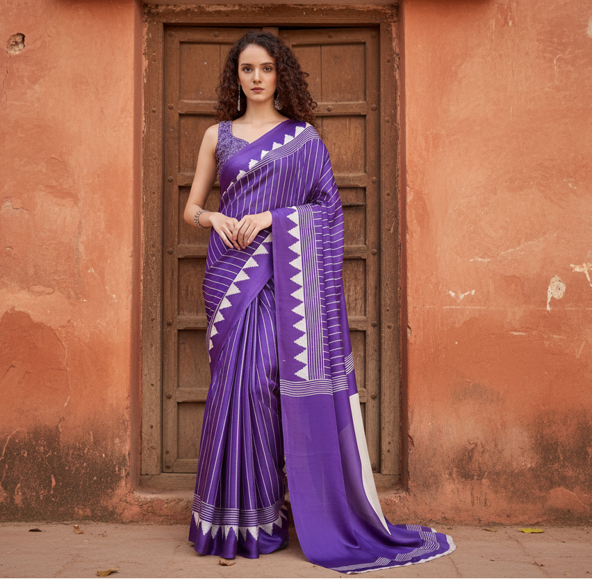 Pid 65010 women s satin crepe printed saree with unstitched blouse 5 5 mtr lavender 1 1000x1000