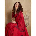 Load image into Gallery viewer, Women's Satin Crepe Printed Saree With Unstitched Blouse 5.5Mtr (Red)