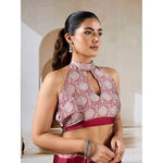 Load image into Gallery viewer, Women's Satin Crepe Printed Saree With Unstitched Blouse 5.5Mtr (Maroon)
