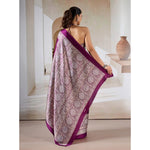 Load image into Gallery viewer, Women's Satin Crepe Printed Saree With Unstitched Blouse 5.5Mtr (Purple)