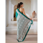 Load image into Gallery viewer, Women's Satin Crepe Printed Saree With Unstitched Blouse 5.5Mtr (Green)