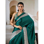 Load image into Gallery viewer, Women's Satin Crepe Printed Saree With Unstitched Blouse 5.5Mtr (Green)