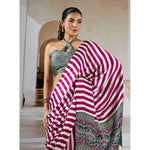 Load image into Gallery viewer, Women's Satin Crepe Printed Saree With Unstitched Blouse 5.5Mtr (Magenta)