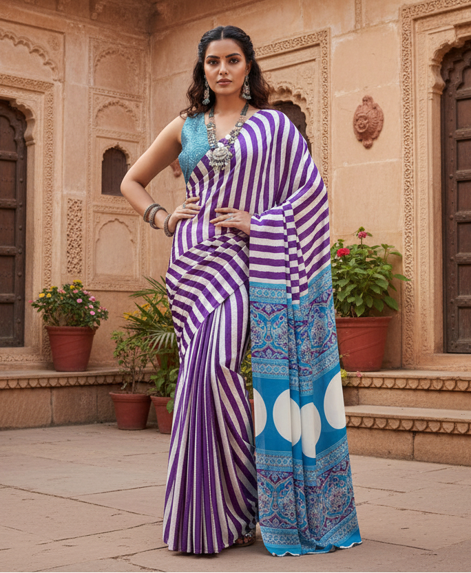 Pid 65022 women s satin crepe printed saree with unstitched blouse 5 5 mtr purple 1 1000x1000