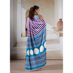 Load image into Gallery viewer, Women's Satin Crepe Printed Saree With Unstitched Blouse 5.5Mtr (Purple)