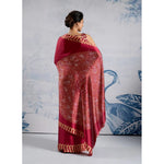 Load image into Gallery viewer, Women's Satin Crepe Printed Saree With Unstitched Blouse 5.5Mtr (Maroon)