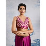 Load image into Gallery viewer, Women's Satin Crepe Printed Saree With Unstitched Blouse 5.5Mtr (Purple)