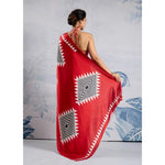 Load image into Gallery viewer, Women's Satin Crepe Printed Saree With Unstitched Blouse 5.5Mtr (Red)
