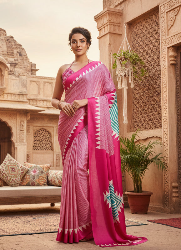 Pid 65033 women s satin crepe printed saree with unstitched blouse 5 5 mtr pink 1 1000x1000