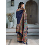 Load image into Gallery viewer, Women's Satin Crepe Printed Saree With Unstitched Blouse 5.5Mtr (Navy Blue)